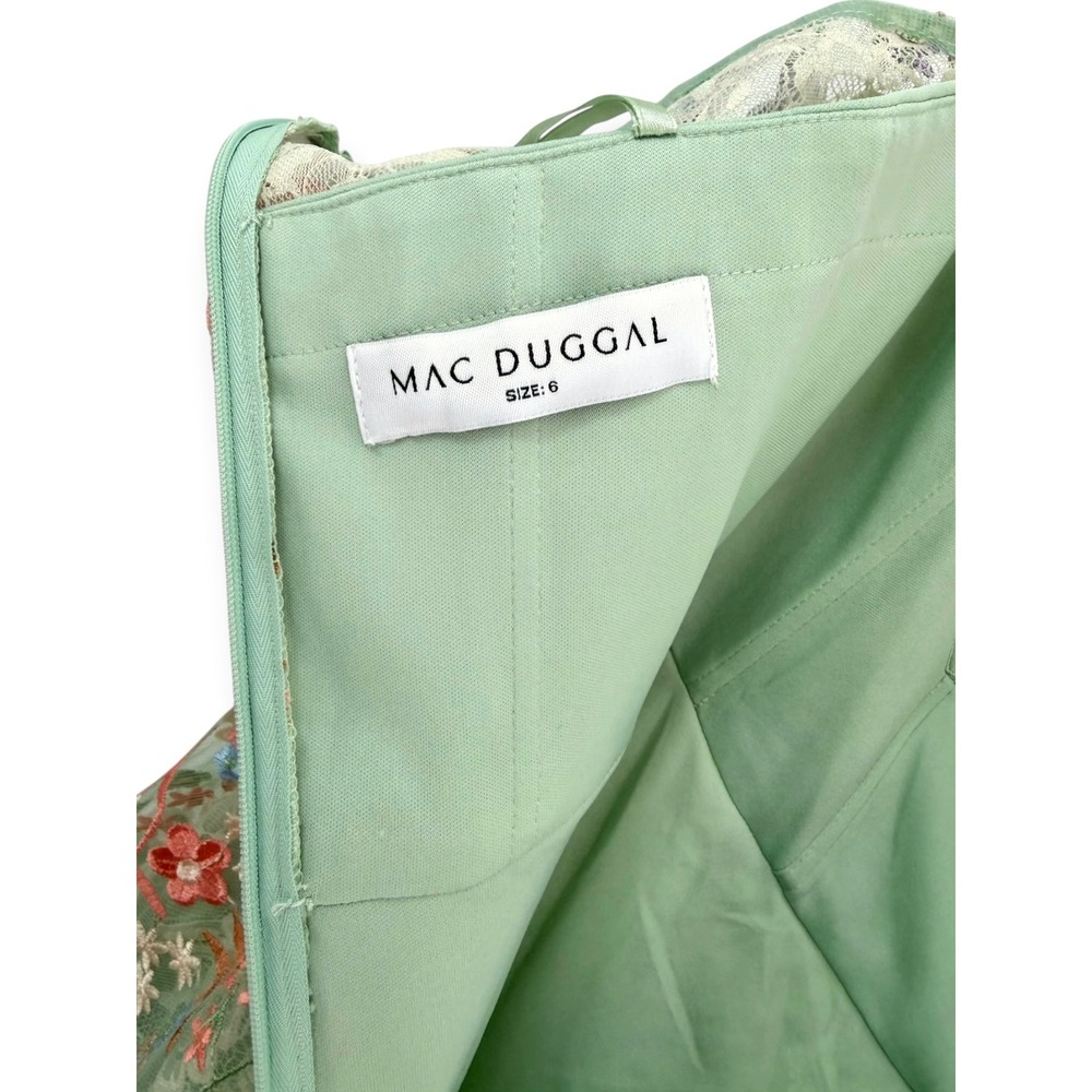 Mac Duggal One-Shoulder Floral Gown in Mint with Pink & Purple Accents - Picture 15 of 15